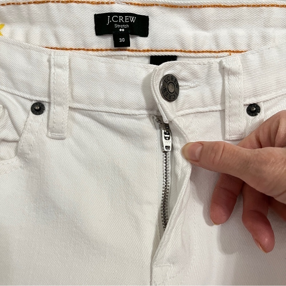 J. Crew Factory Toothpick Cropped Stretch White Denim Size 30 - Picture 6 of 12